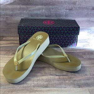 Tory Burch Wedge Flip Flops. Size9